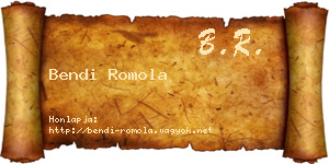 Bendi Romola névjegykártya